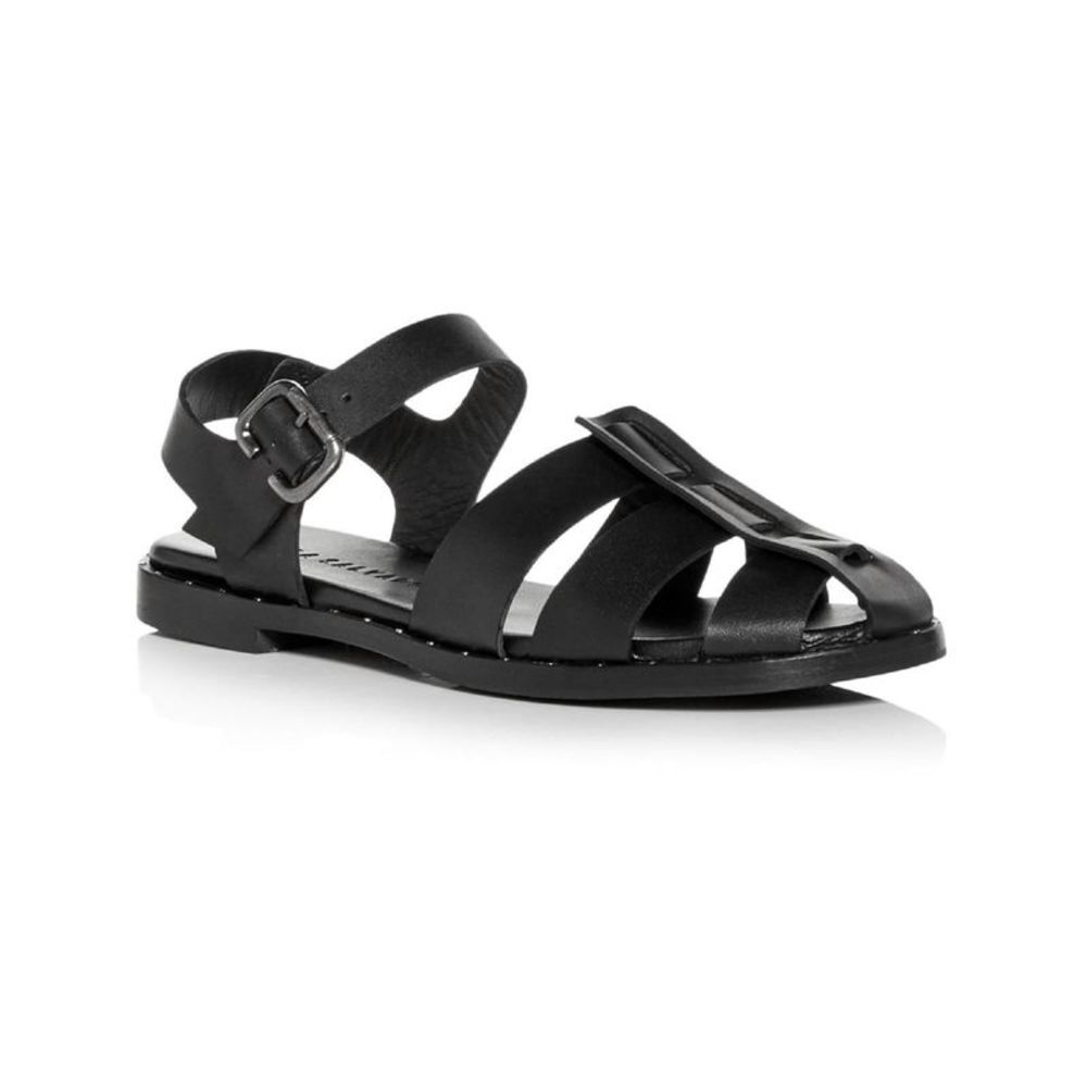 FREDA SALVADOR Womens Black Cutouts Studded Sera Round Toe Leather Sandals 6 - Picture 1 of 3